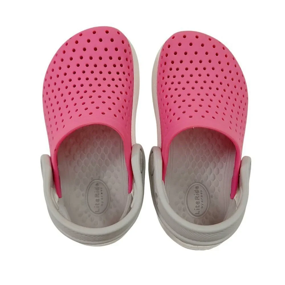 Crocs Literide Clogs Sandals Little Kids 6 Pink White